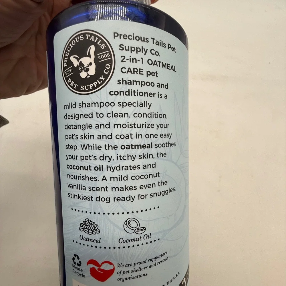 Precious‎ Tails 2-in-1 Oatmeal Care Pet Shampoo Conditioner Coconut Vanilla 33oz